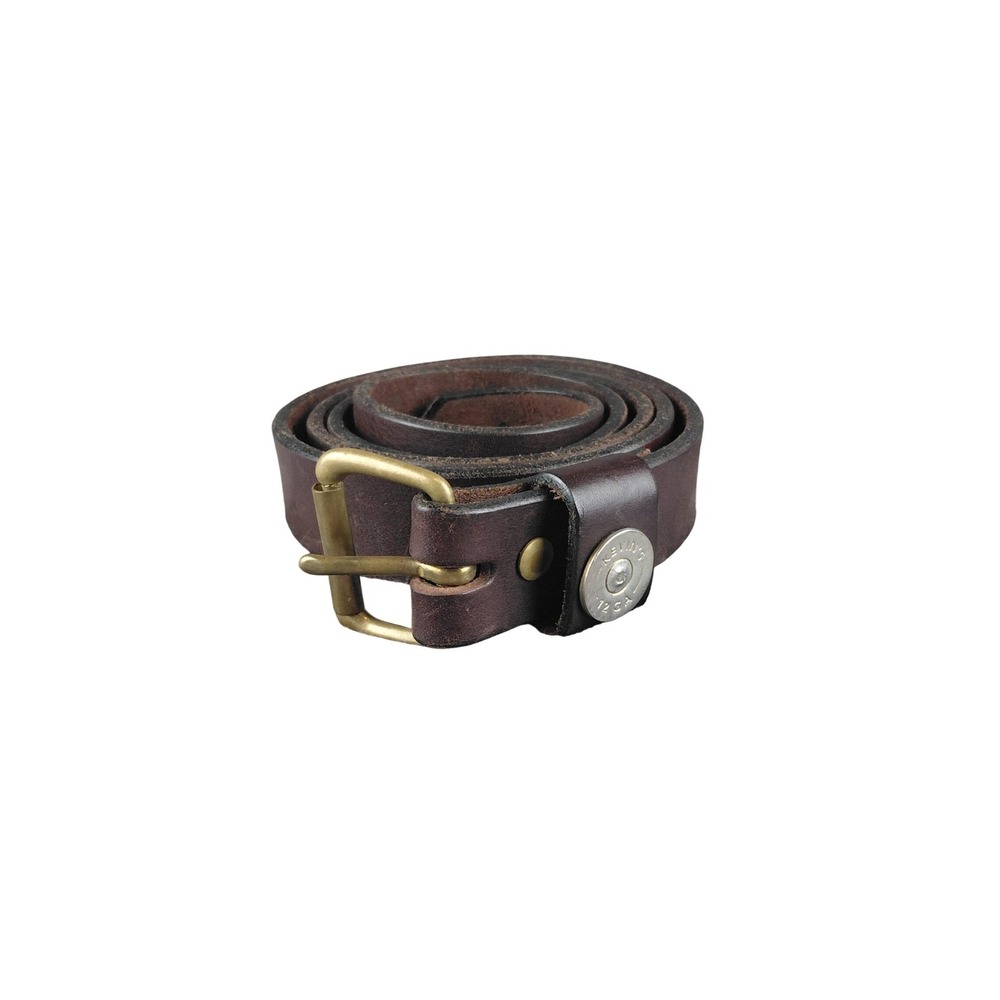 Kevin's Catalog Mens Brown Leather Shotgun Shell Belt 12 GA Brass Concho Size 42